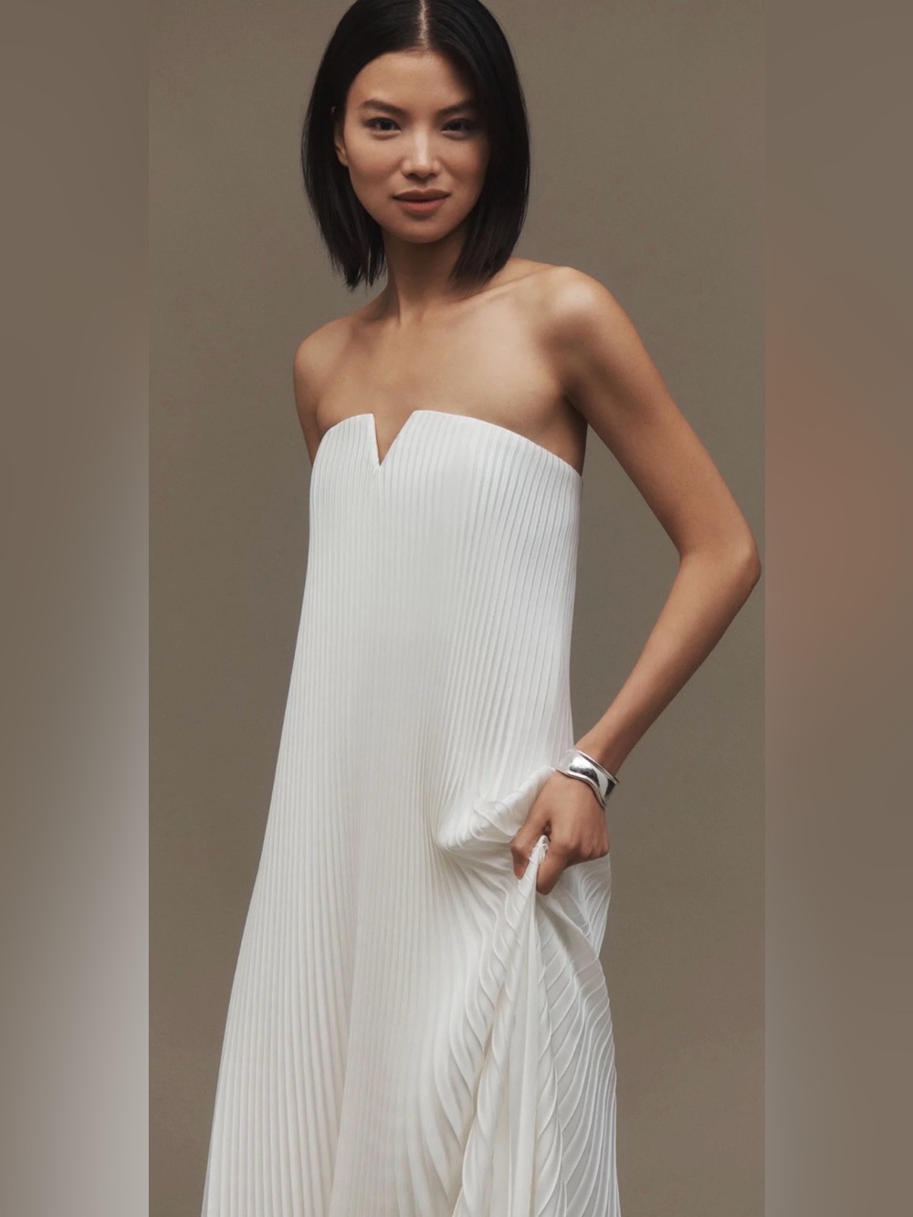 L'IDÉE Black Tie Strapless Pleated Maxi Gown - Picture 2 of 9